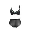 Subblime - 955557 Ensemble Soutien-Gorge En Cuir Verni Vert Avec Fermeture Éclair S/M